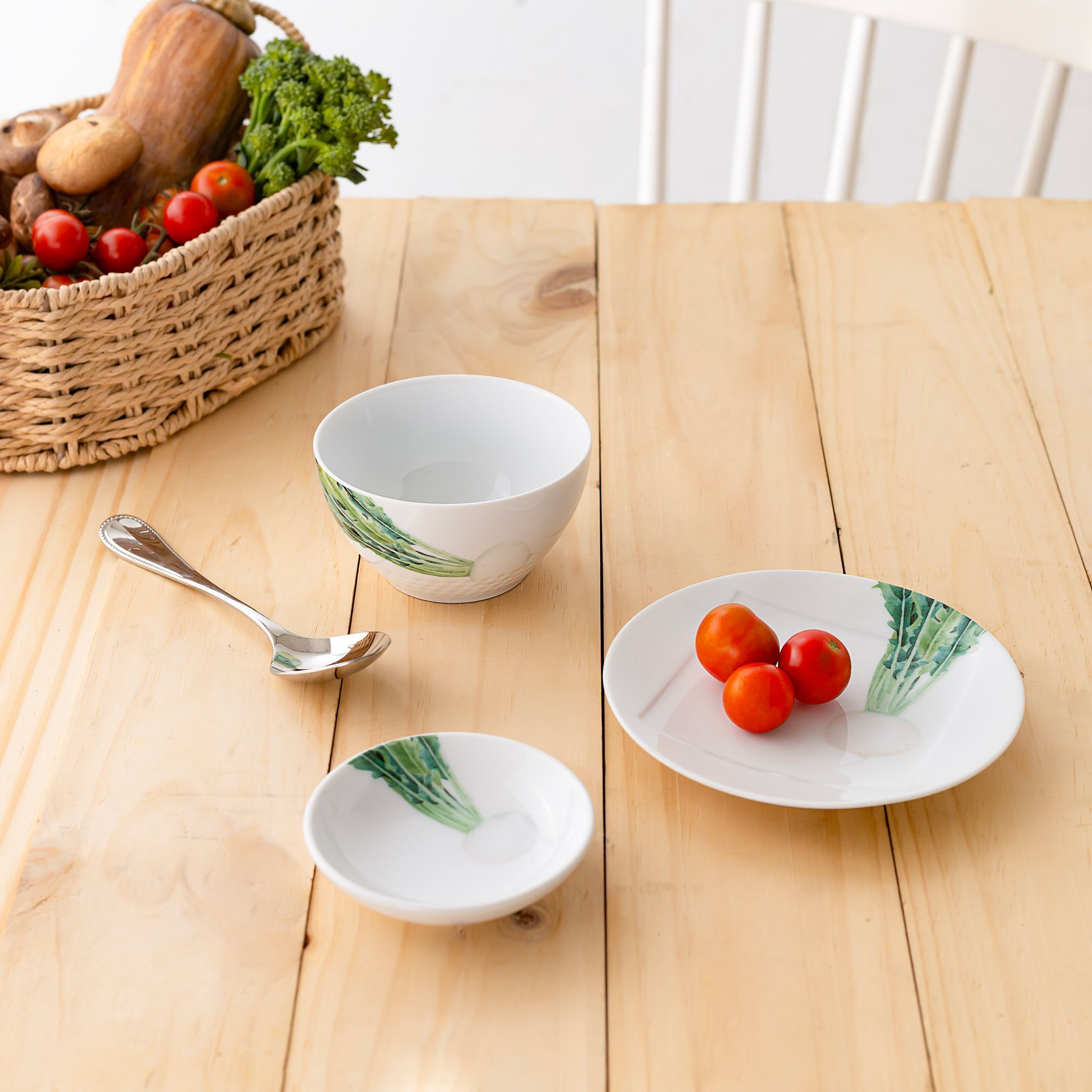 Bộ bát đĩa ăn châu Á cơ bản 22 món (cho 6 người) sứ trắng | Noritake Kyoka Shunsai 1620-17L - D022AC