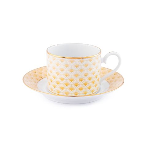  Chén (tách) trà dung tích 240ml kèm đĩa lót sứ trắng | Noritake Trocadero Gold 1787L - T91089 