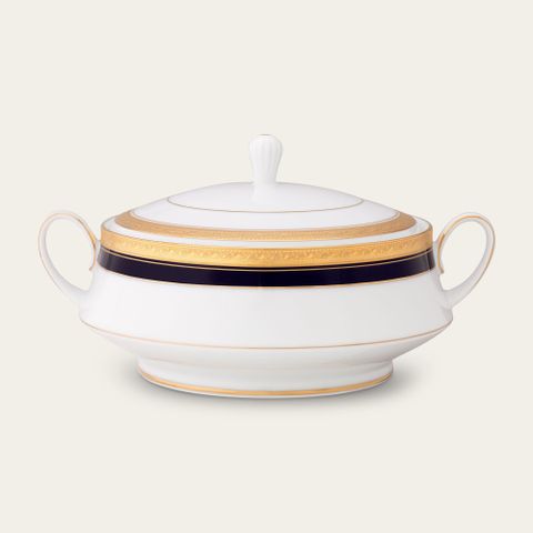  Âu cơm (thố cơm) có nắp dung tích 1.800ml sứ trắng | Noritake Crestwood Cobalt Gold 4171L - 91129 