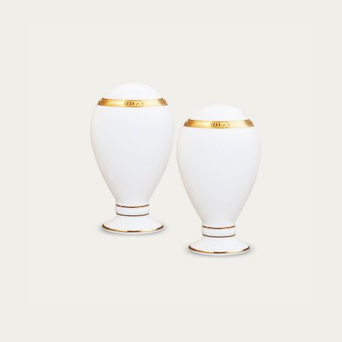 Bộ lọ đựng tiêu (2 lỗ) và muối (4 lỗ) cao 9,7cm sứ xương | Noritake Rochelle Gold 4796L - 507710A 