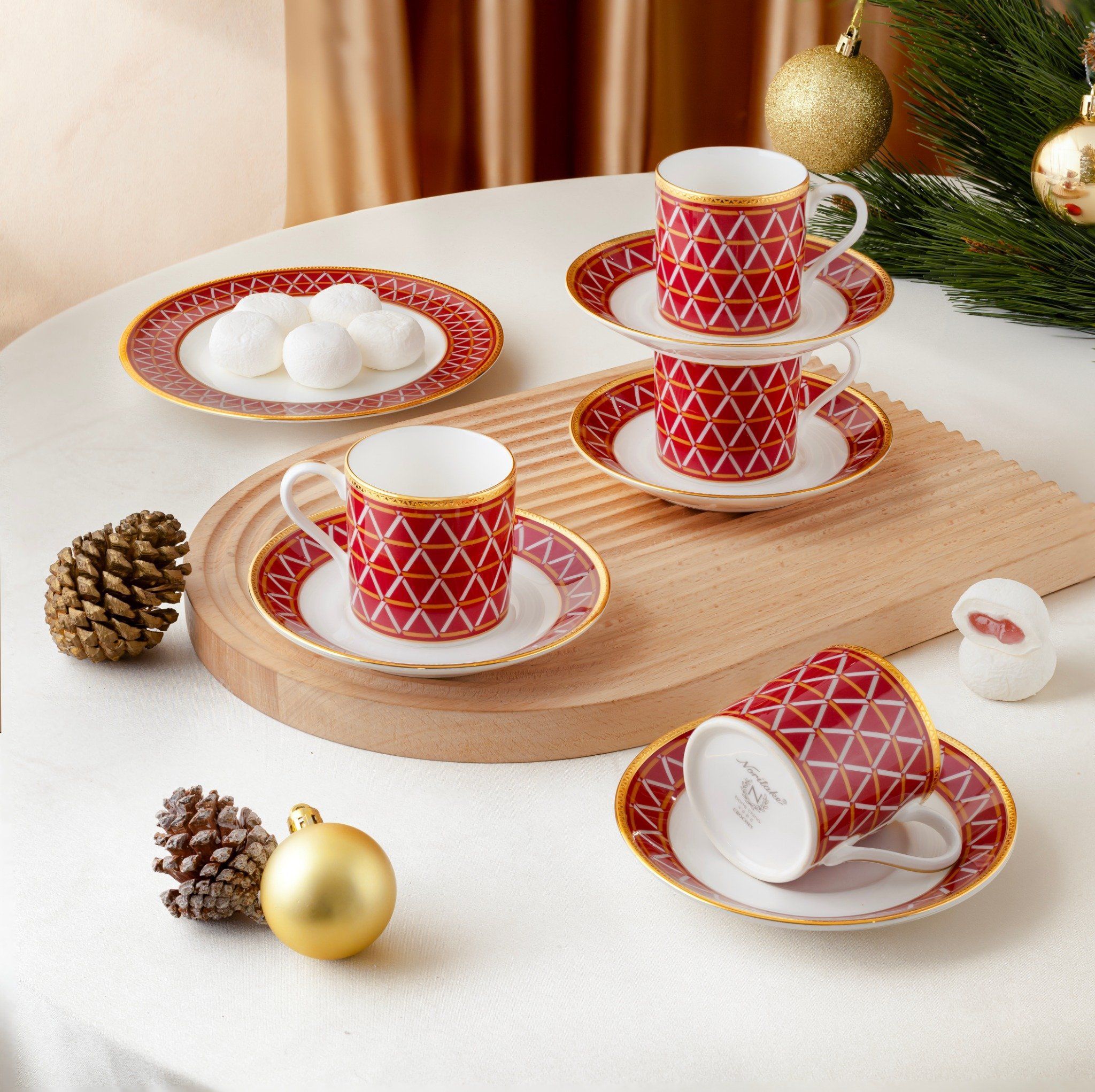 Bộ ấm chén uống trà nhỏ (ấm 650ml, chén 90ml) 13 món sứ xương | Noritake Crochet 4966L - T014S