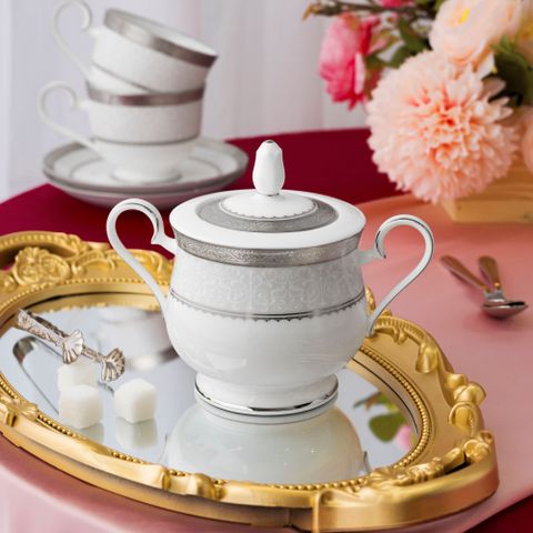  Bộ ấm chén uống trà (ấm 1.550ml, chén 230ml) 15 món sứ xương | Noritake Odessa Platinum 4875L - C017AA 