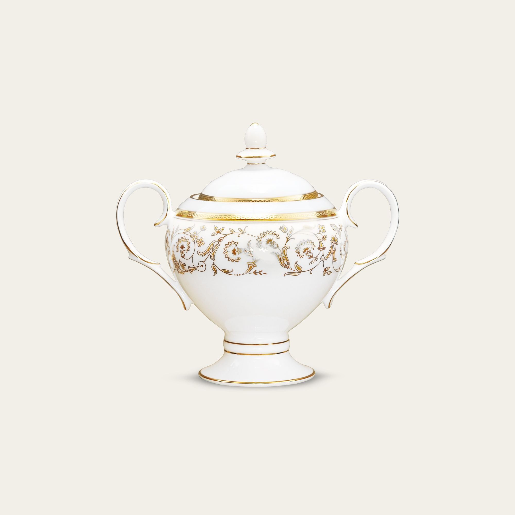 Bình (hũ) đường có nắp đậy dung tích 325ml sứ xương | Noritake Summit Gold 4912L - 50727A