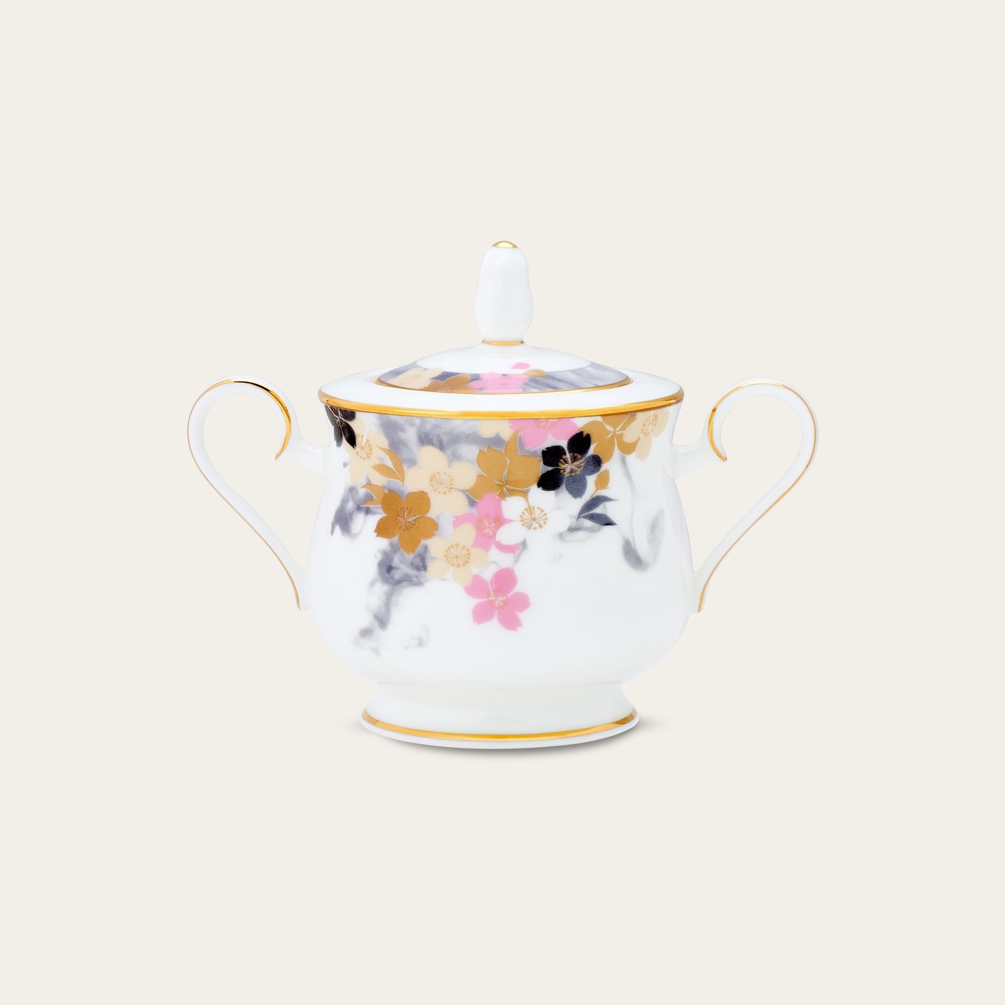 Bình (hũ) đường có nắp đậy dung tích 350ml sứ xương | Noritake Moonlit Blossoms 4969L - 97227