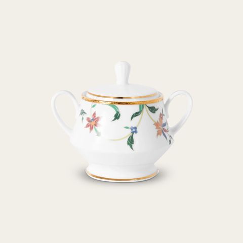  Bình (hũ) đường có nắp đậy dung tích 370ml sứ trắng | Noritake Bountiful Garden M-667L - 91127 