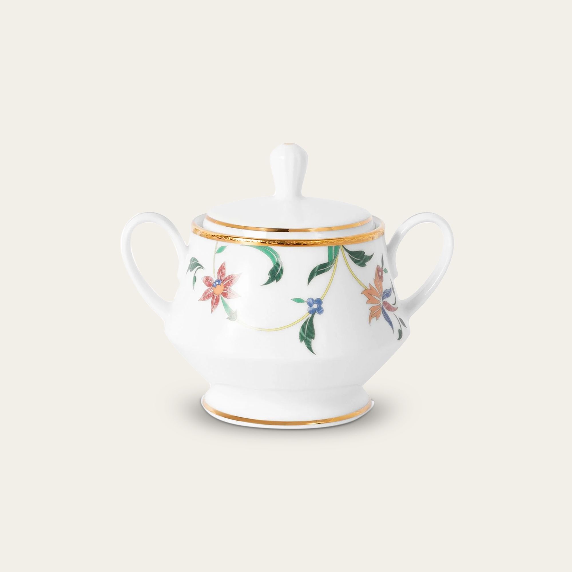 Bình (hũ) đường có nắp đậy dung tích 370ml sứ trắng | Noritake Bountiful Garden M-667L - 91127