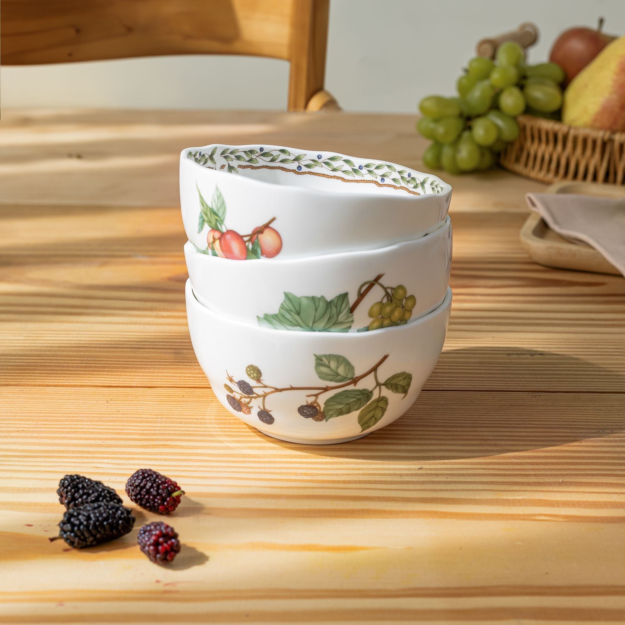 Bộ bát đĩa ăn châu Á đầy đủ 38 món (cho 6 người) sứ xương | Noritake Orchard Garden 4911L - D038AN