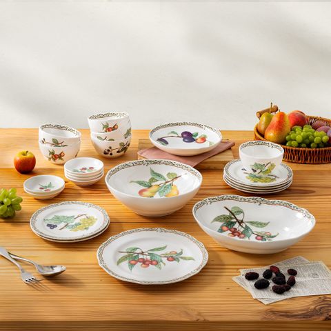  Bộ bát đĩa ăn châu Á cơ bản 22 món (cho 6 người) sứ xương | Noritake Orchard Garden 4911L - D022AN 