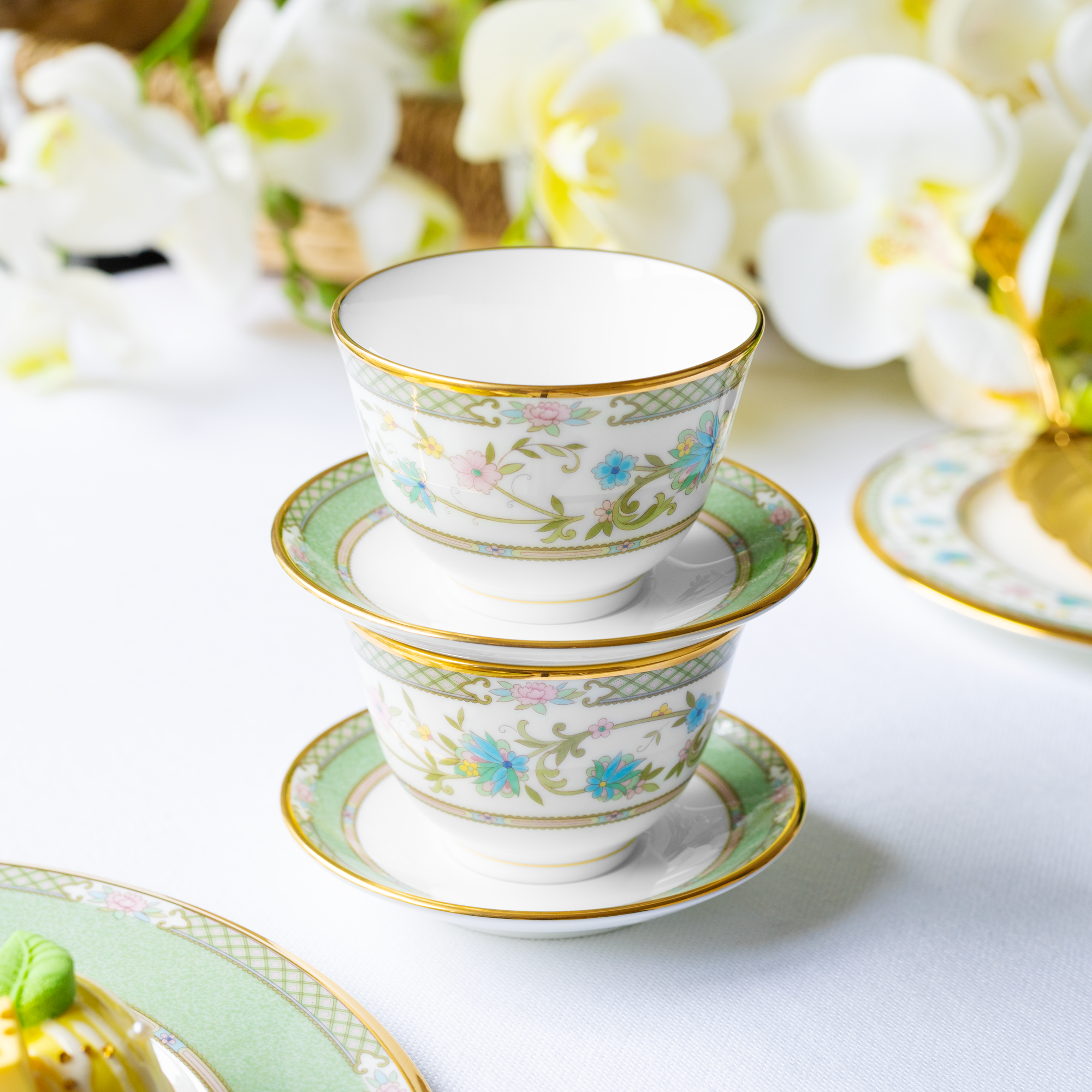 Chén trà (tách trà) châu Á (không quai cầm) 140ml kèm đĩa lót sứ xương Nhật Bản | Noritake Yoshino 9983J - Y501549