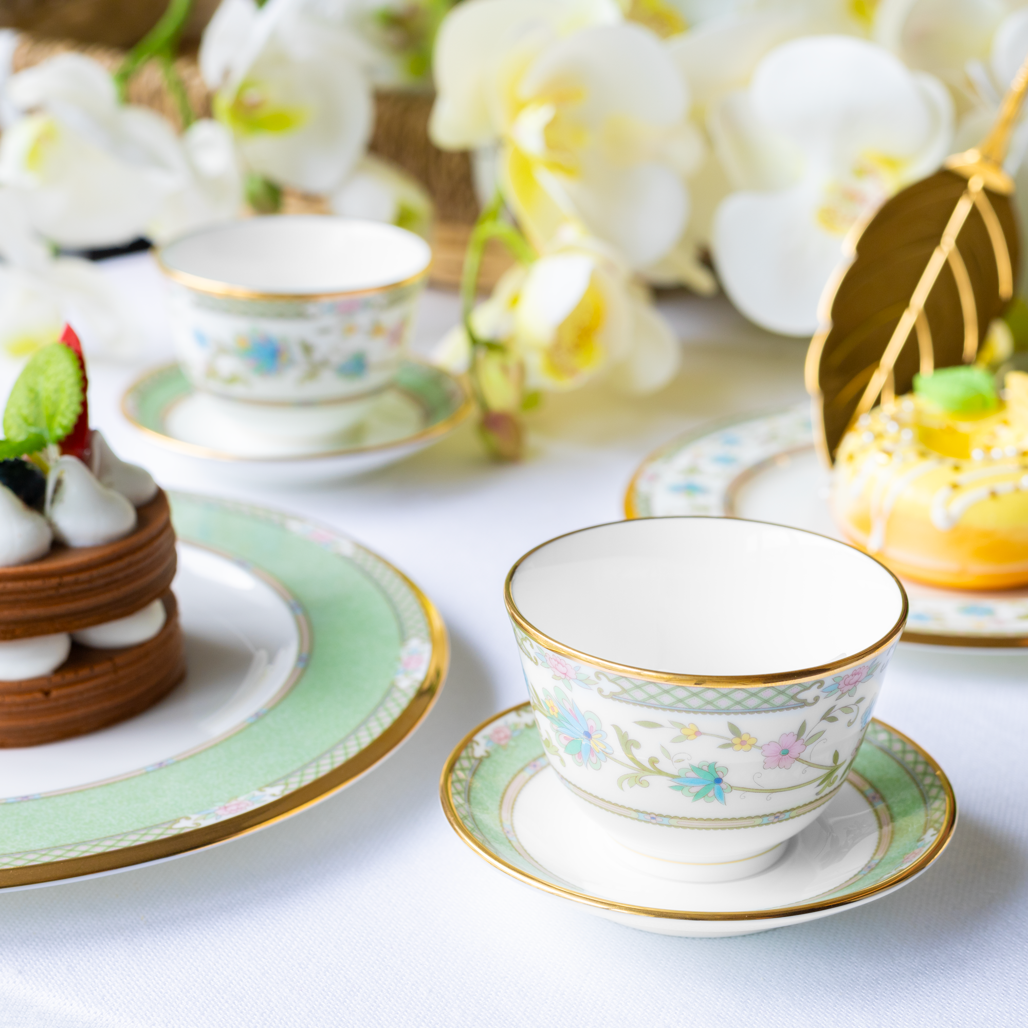 Chén trà (tách trà) châu Á (không quai cầm) 140ml kèm đĩa lót sứ xương Nhật Bản | Noritake Yoshino 9983J - Y501549