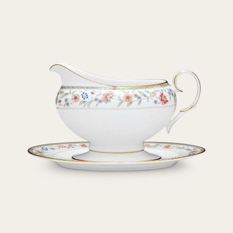  Bình (hũ) đựng nước xốt dung tích 670ml kèm đĩa lót sứ xương | Noritake Primrose 4909L - 50741A 