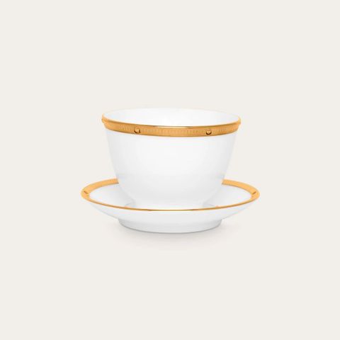  Chén trà (tách trà) châu Á (không quai cầm) 145ml kèm đĩa lót sứ xương | Noritake Rochelle Gold 4796L - T973634 