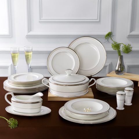  Bộ đĩa ăn kiểu Âu 22 món (cho 6 người) sứ xương Nhật Bản | Noritake Champagne Pearls 4811J - D024AK 