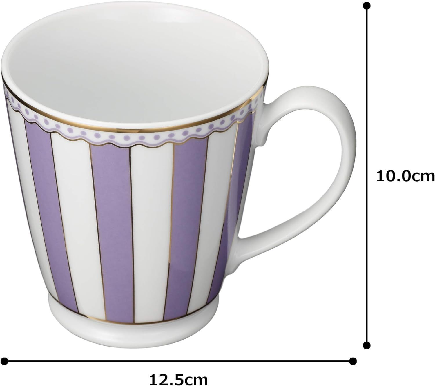Cốc (ly) uống nước, cà phê 370ml (tím lavender) sứ trắng | Noritake CRNIVL Lavender M-248L - Q001A