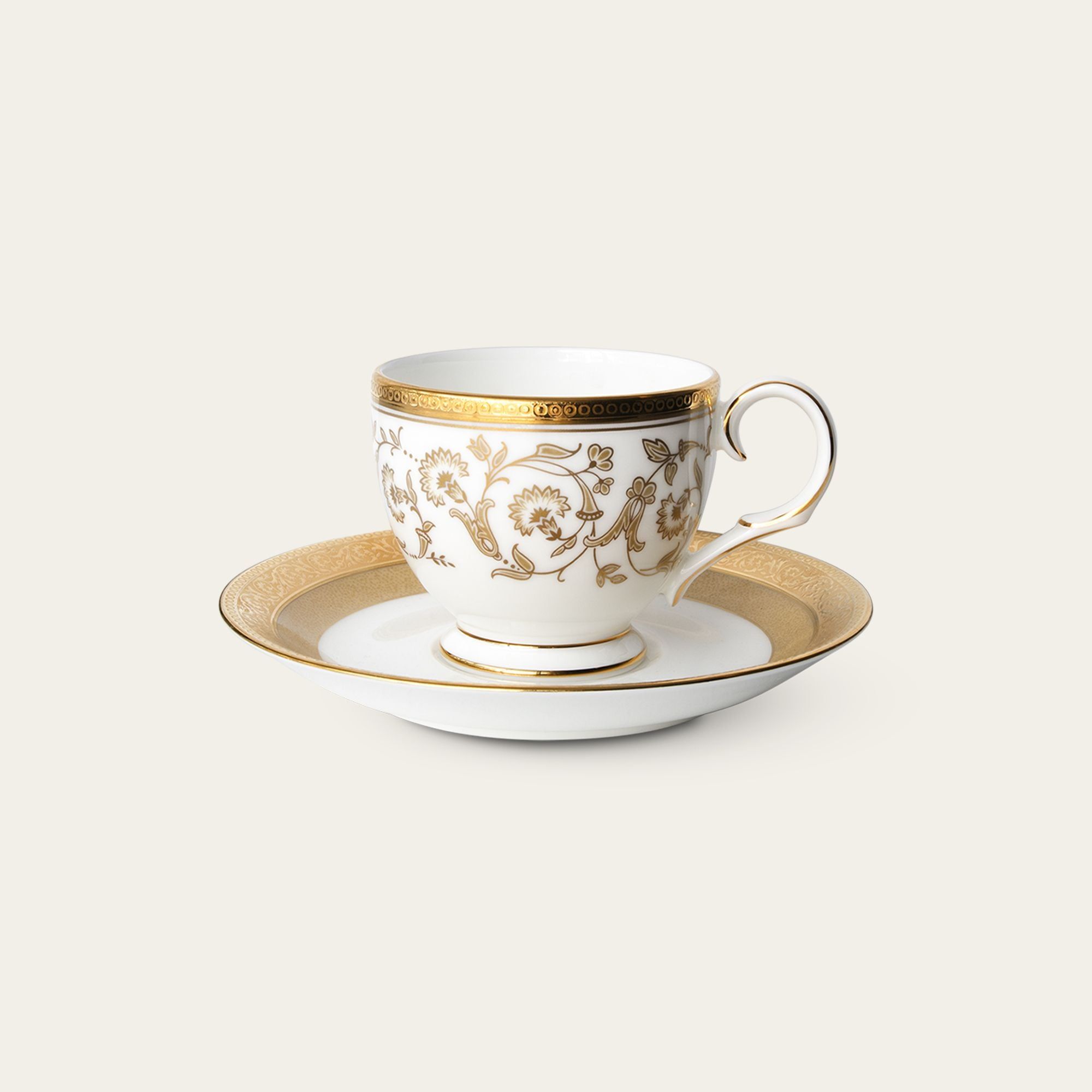 Chén trà (tách trà) nhỏ dung tích 105ml kèm đĩa lót sứ xương | Noritake Summit Gold 4912L - T50792A