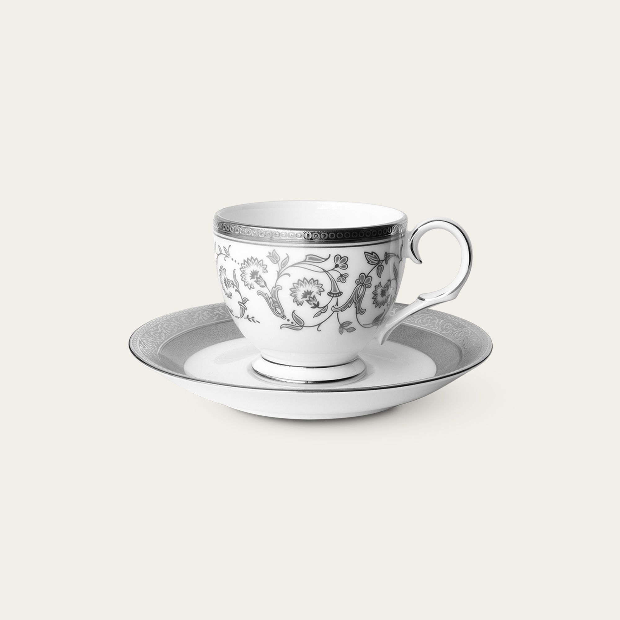 Chén trà (tách trà) nhỏ dung tích 105ml kèm đĩa lót sứ xương | Noritake Summit Platinum 4919L - T50792A