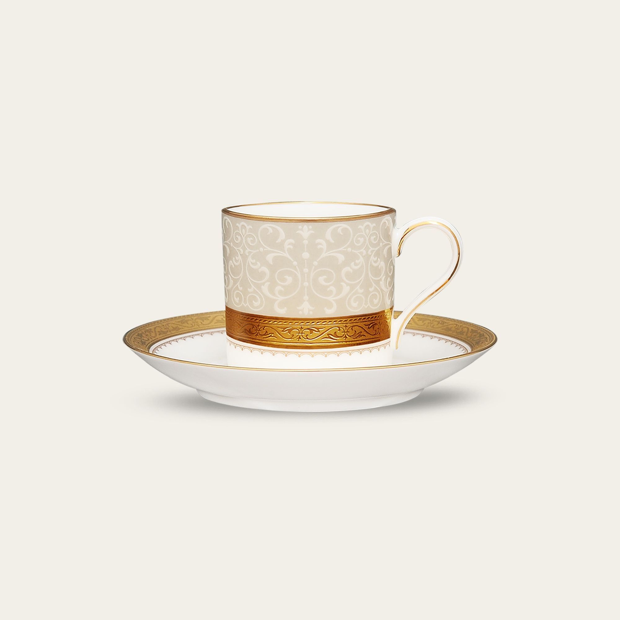 Chén trà (tách trà) nhỏ dung tích 90ml kèm đĩa lót | Noritake Odessa Gold 4874-1L - T97294