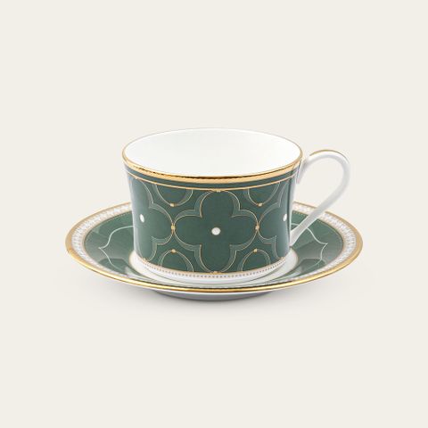  Chén trà (tách trà) dung tích 245ml (Xanh) kèm đĩa lót sứ xương | Noritake Trefolio HC 4977-2L - T93686 