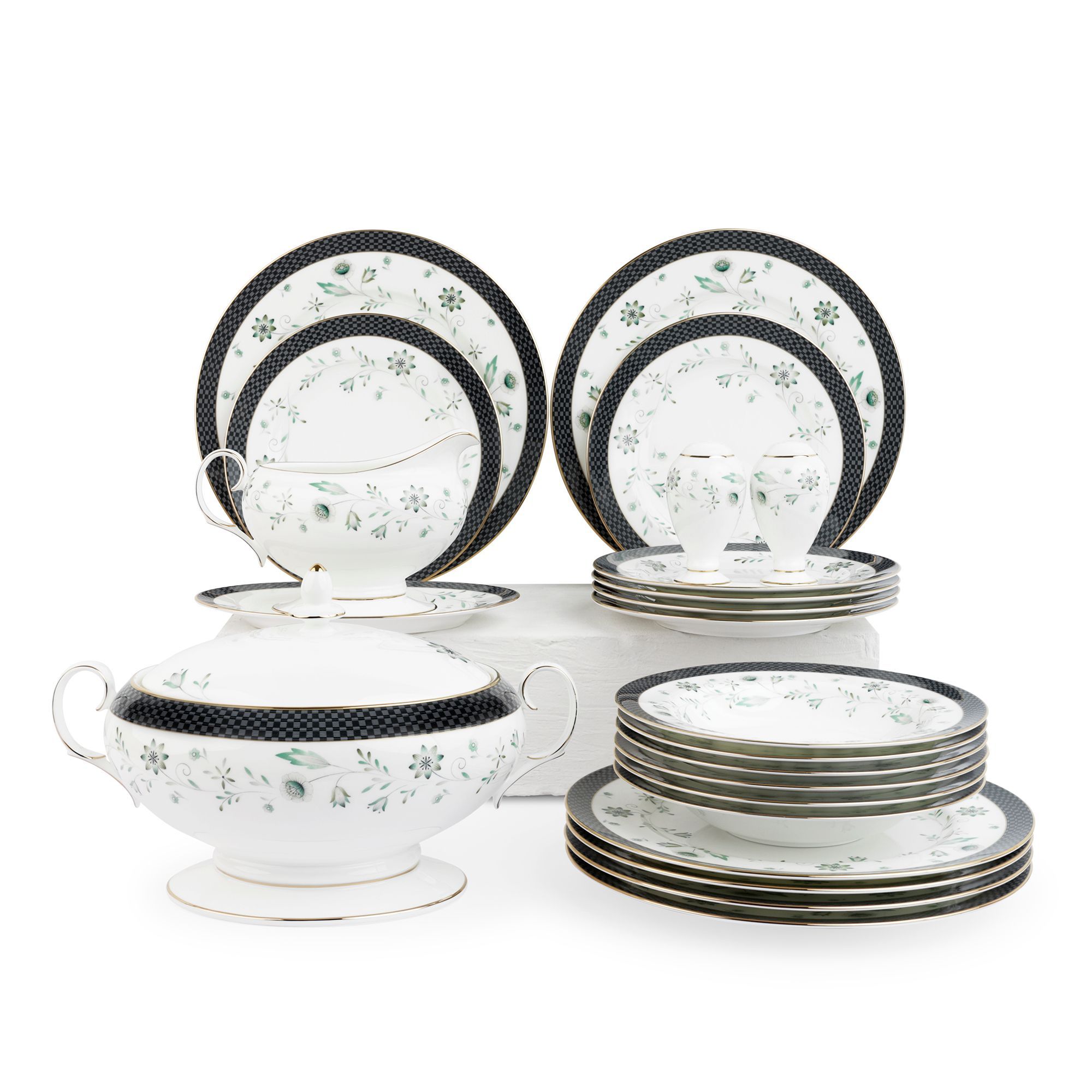 Bộ đĩa ăn kiểu Âu 22 món (cho 6 người) sứ xương | Noritake Forever Fields 4950L - D024AN