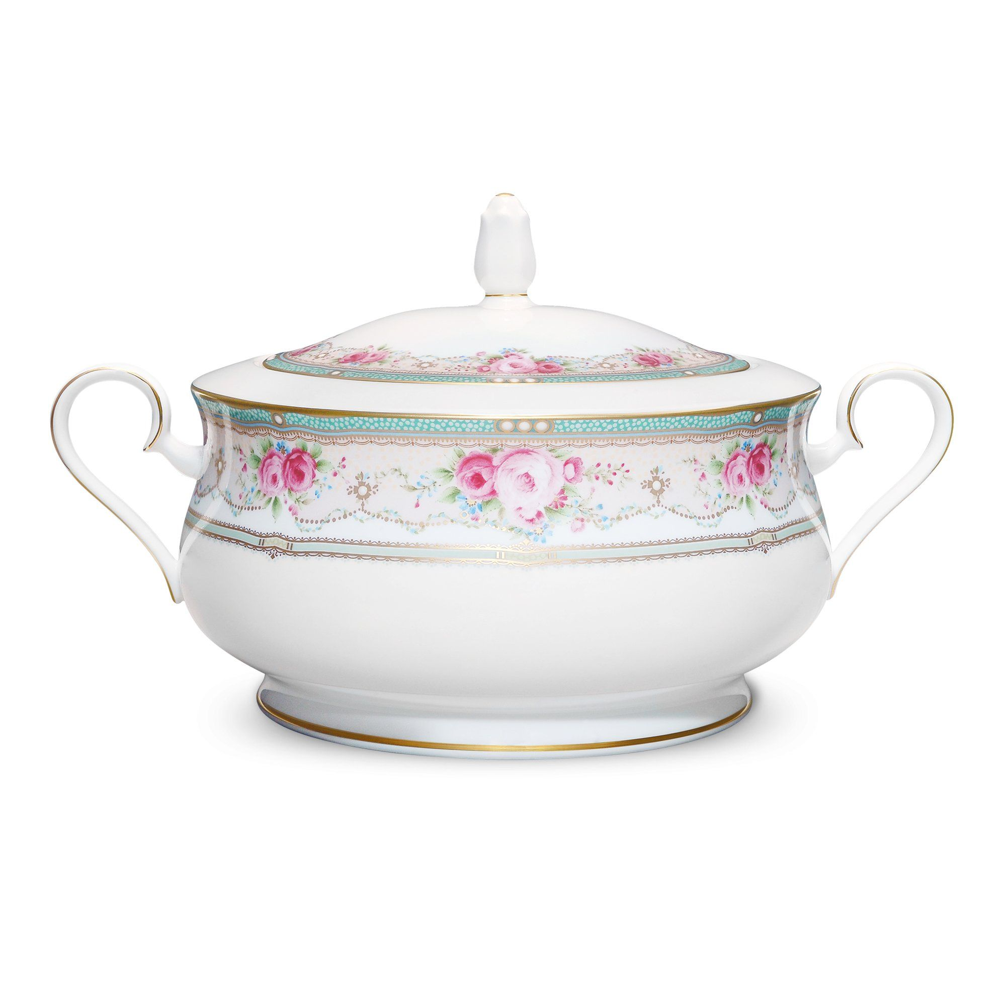Âu cơm (thố cơm) có nắp dung tích 2.400ml sứ xương | Noritake Palace Rose 4863L - 97229