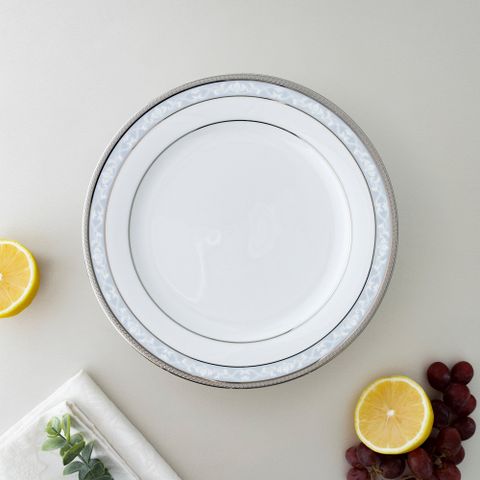  Đĩa tròn cỡ vừa đường kính 21,1cm sứ trắng | Noritake Hampshire Platinum 4336L - 91311 