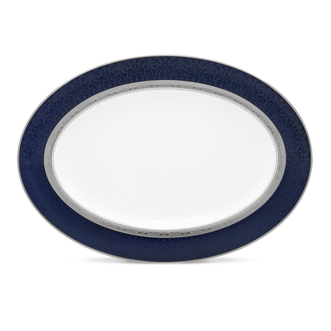  Đĩa Oval cỡ vừa (MD) dài 36,8cm sứ xương | Noritake Odessa Cobalt Platinum 4922L - 97244 