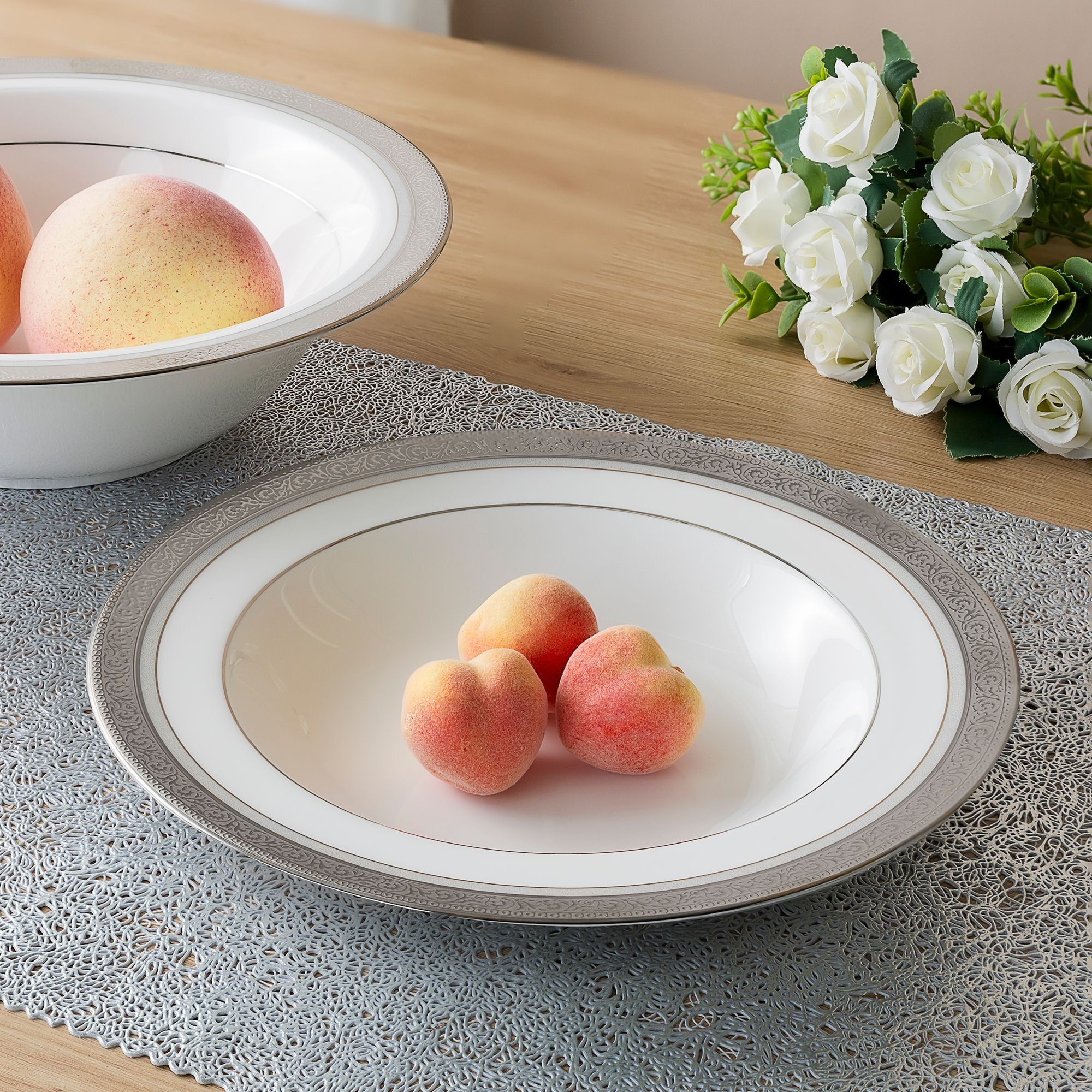 Bộ bát đĩa ăn châu Á đầy đủ 38 món (cho 6 người) sứ xương | Noritake Summit Platinum 4919L - D038AC