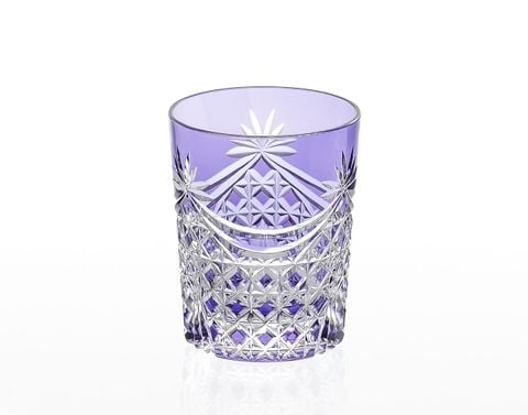 Ly pha lê rock glass họa tiết Edo Kiriko (Square Basket Weave) dung tích 240ml màu tím | Kagami T370 - 2835-CMP