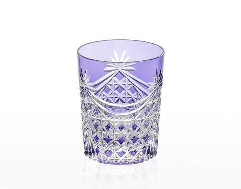 Ly pha lê rock glass họa tiết Edo Kiriko (Square Basket Weave) dung tích 240ml màu tím | Kagami T370 - 2835-CMP