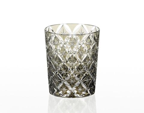  Ly pha lê rock glass họa tiết Edo Kiriko 'Shihou' 250ml màu trà được chế tác bởi nghệ nhân Satoshi Nabeya | Kagami Crystal T748 - 2834-BLK 