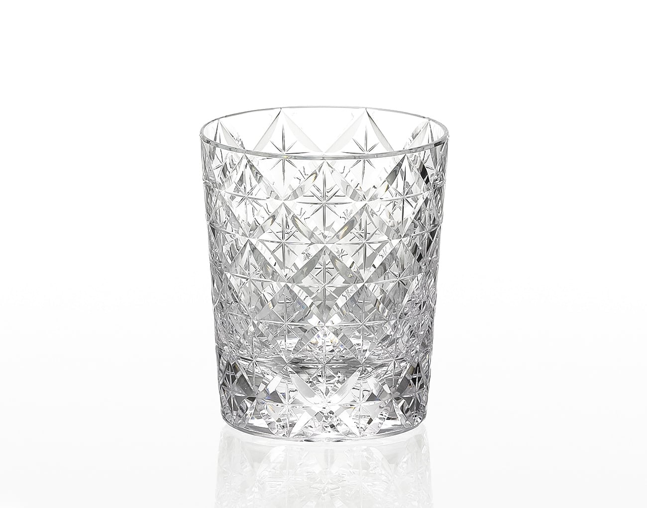 Ly pha lê rock glass họa tiết Edo Kiriko 'Shihou' 250ml được chế tác bởi nghệ nhân Satoshi Nabeya | Kagami Crystal T748 - 2834