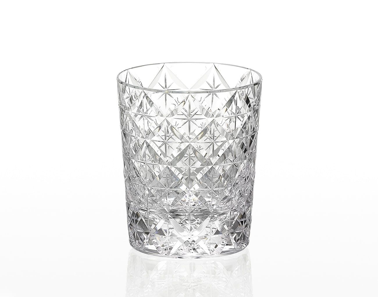 Ly pha lê rock glass họa tiết Edo Kiriko 'Shihou' 250ml được chế tác bởi nghệ nhân Satoshi Nabeya | Kagami Crystal T748 - 2834