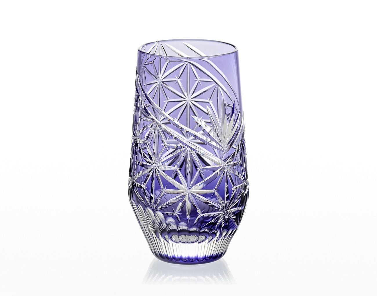 Ly pha lê tumbler Edo Kiriko "Hemp Leaf" dung tích 380ml màu tím | Kagami Crystal T777 - 3028-CMP