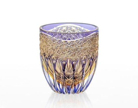  Ly pha lê rock glass Edo Kiriko 'Kaleidoscope' 330ml màu tím được chế tác bởi nghệ nhân Satoshi Nabeya | Kagami Crystal T785 - 3036-WUP 