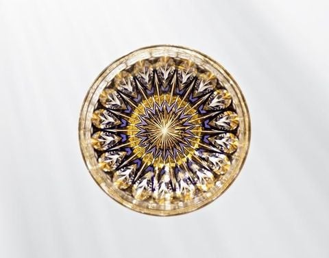 Ly pha lê rock glass Edo Kiriko 'Kaleidoscope' 330ml màu tím được chế tác bởi nghệ nhân Satoshi Nabeya | Kagami Crystal T785 - 3036-WUP