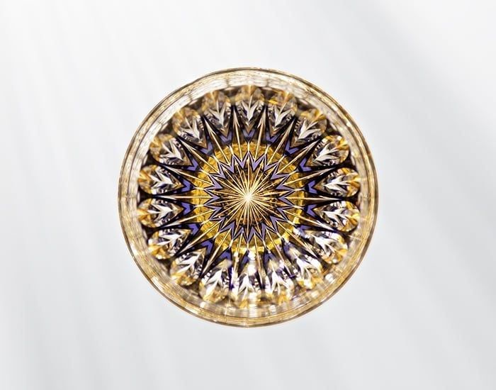 Ly pha lê rock glass Edo Kiriko 'Kaleidoscope' 330ml màu tím được chế tác bởi nghệ nhân Satoshi Nabeya | Kagami Crystal T785 - 3036-WUP