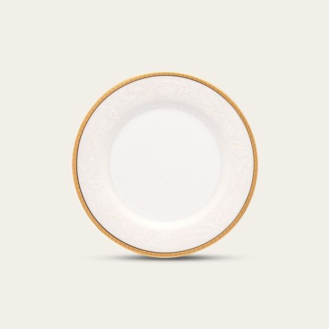  Đĩa tròn cỡ nhỏ đường kính 16,2cm lót bát (chén) cơm sứ trắng | Noritake Flanders Gold 1714L - 91312 