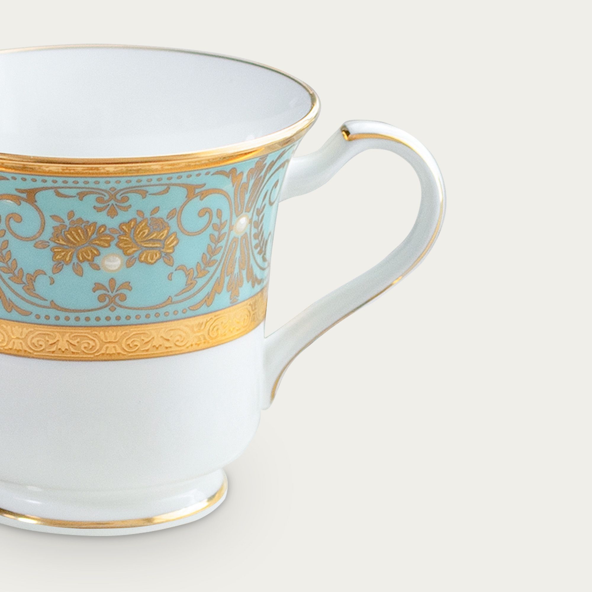 Chén trà (tách trà) dung tích 220ml sứ xương Nhật Bản | Noritake Georgian Turquoise 4857J - 59589C