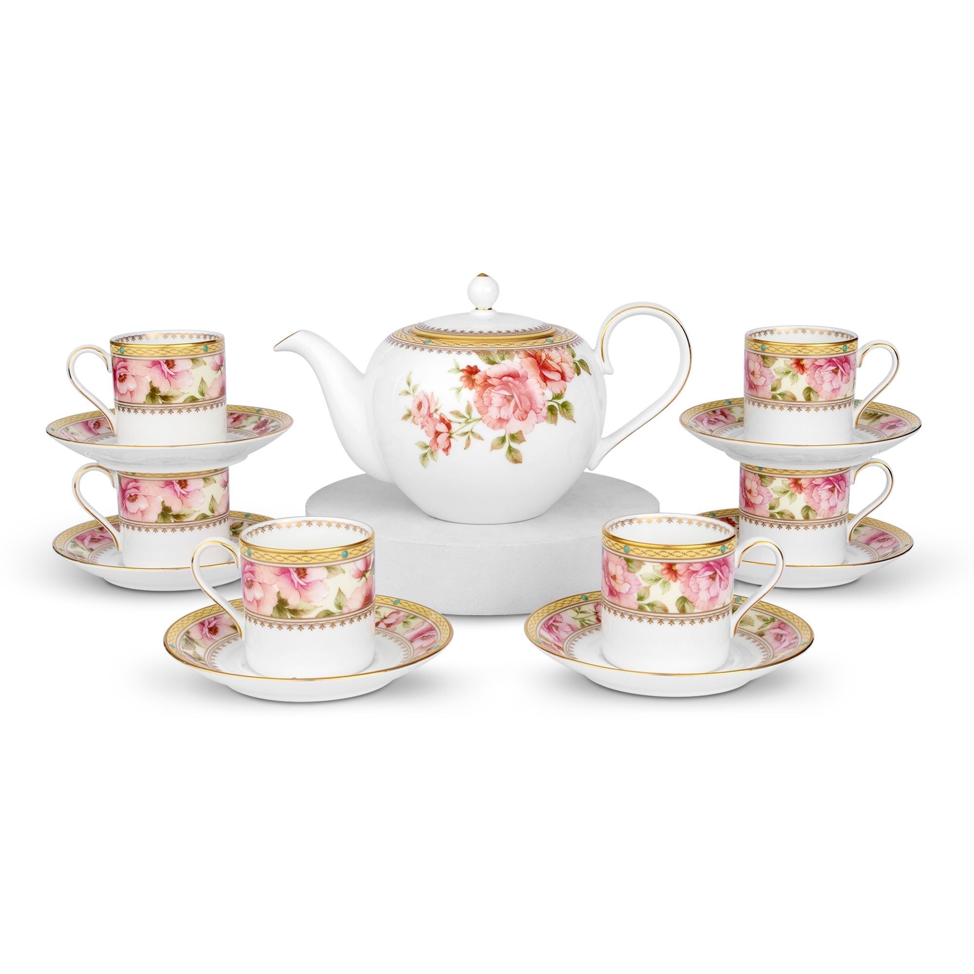 Bộ ấm chén uống trà nhỏ (ấm 650ml, chén 90ml) 13 món sứ xương | Noritake Hertford 4861L - T014S