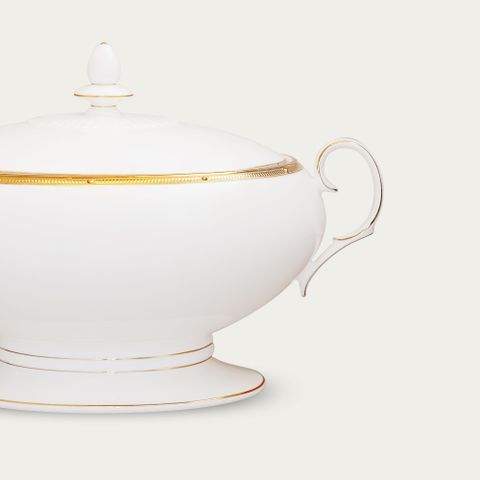  Âu cơm (thố cơm) có nắp dung tích 2.200ml sứ xương | Noritake Rochelle Gold 4796L - 50729A 