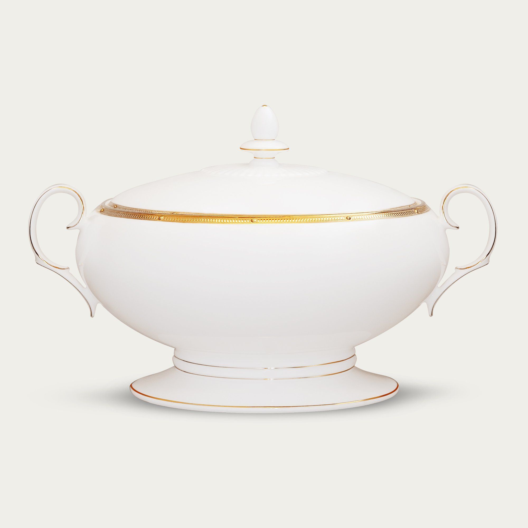 Âu cơm (thố cơm) có nắp dung tích 2.200ml sứ xương | Noritake Rochelle Gold 4796L - 50729A