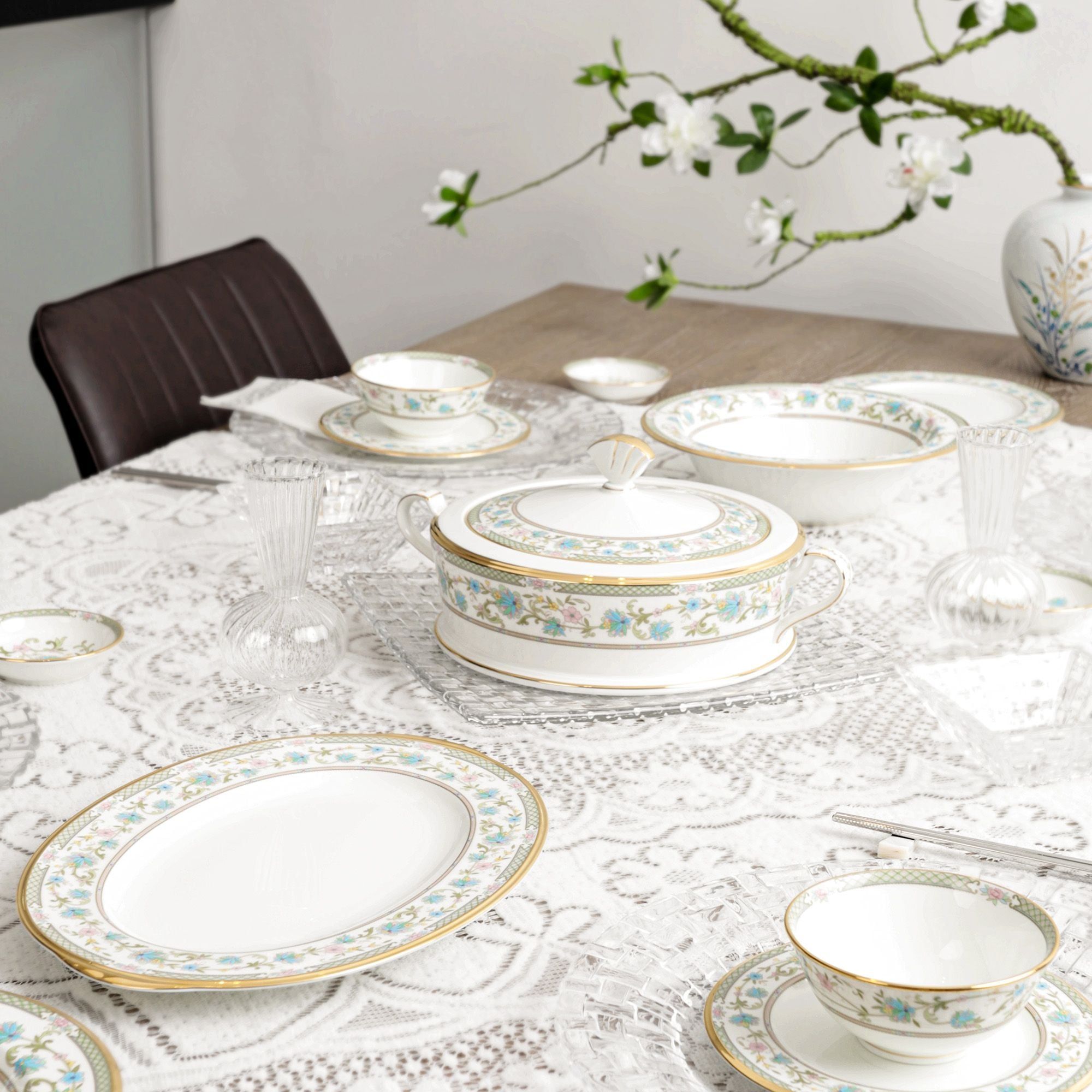 Âu cơm (thố cơm) có nắp dung tích 1.980ml sứ xương Nhật Bản | Noritake Yoshino 9983J - 59529