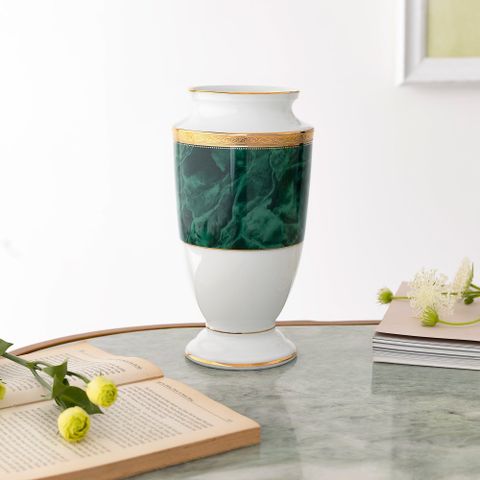  Bình hoa (lọ hoa) trang trí thân bầu cao 23cm (màu xanh - jade) sứ trắng | Noritake Majestic Green M-164L - T91875K 