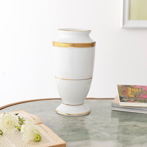  Bình hoa (lọ hoa) trang trí thân bầu cao 23cm (màu trắng) sứ trắng | Noritake Majestic White M-163L - T91875K 
