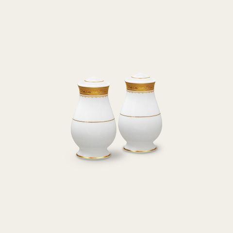  Bộ lọ đựng tiêu (2 lỗ) và muối (4 lỗ) cao 9,3cm sứ xương | Noritake Odessa Gold 4874L - 972710 