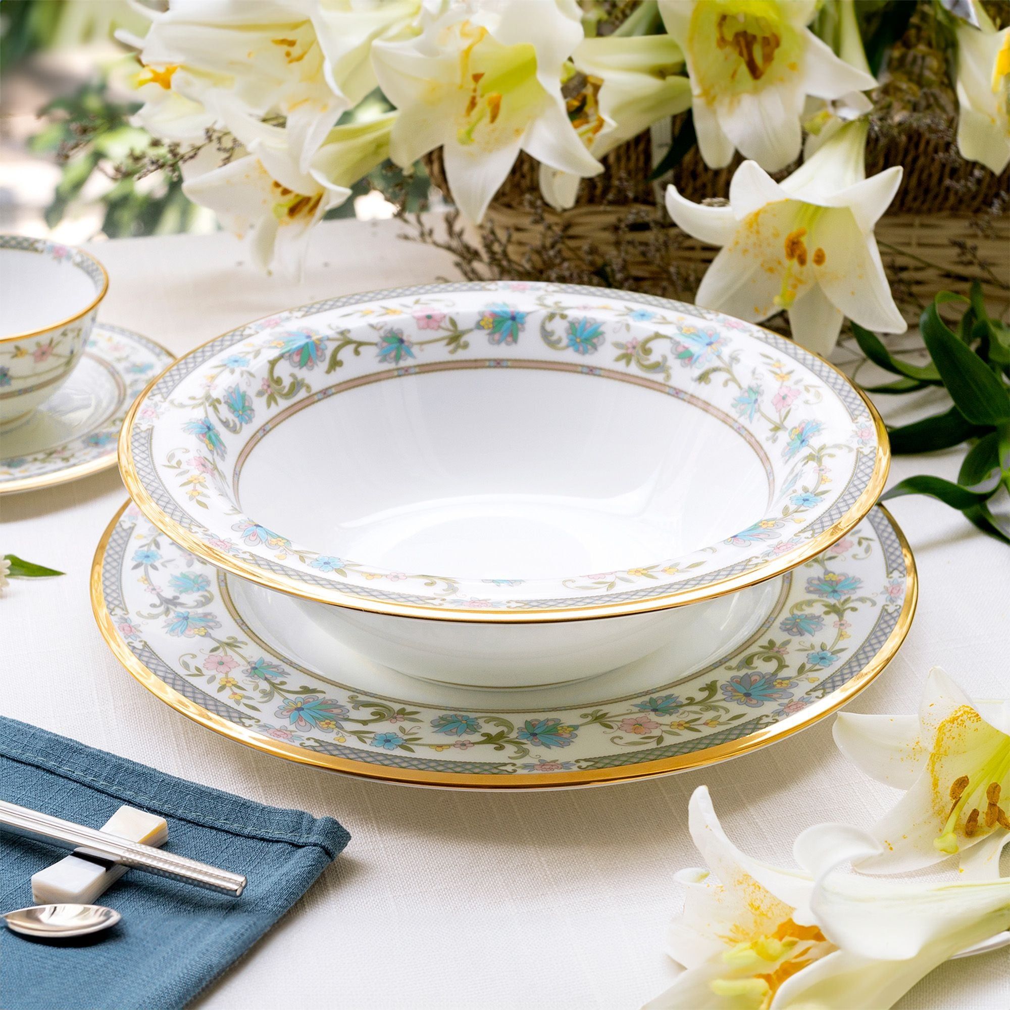 Bát canh (tô canh) tròn 24,6cm dung tích 1.100ml sứ xương Nhật Bản | Noritake Yoshino 9983J - 59508