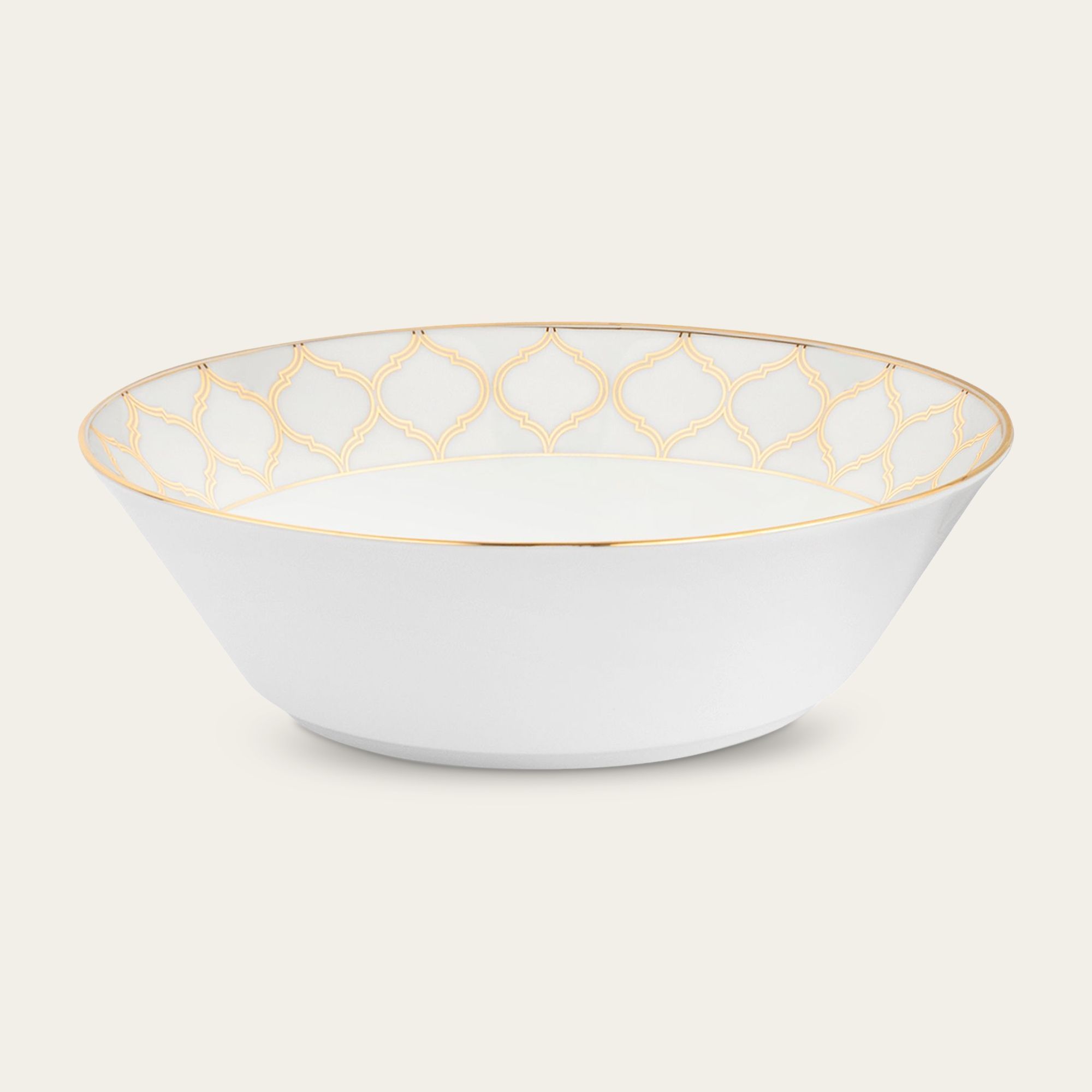 Bát canh (tô canh) tròn 22,2cm dung tích 1.400ml sứ trắng | Noritake Eternal Palace Gold 1728L - 91008