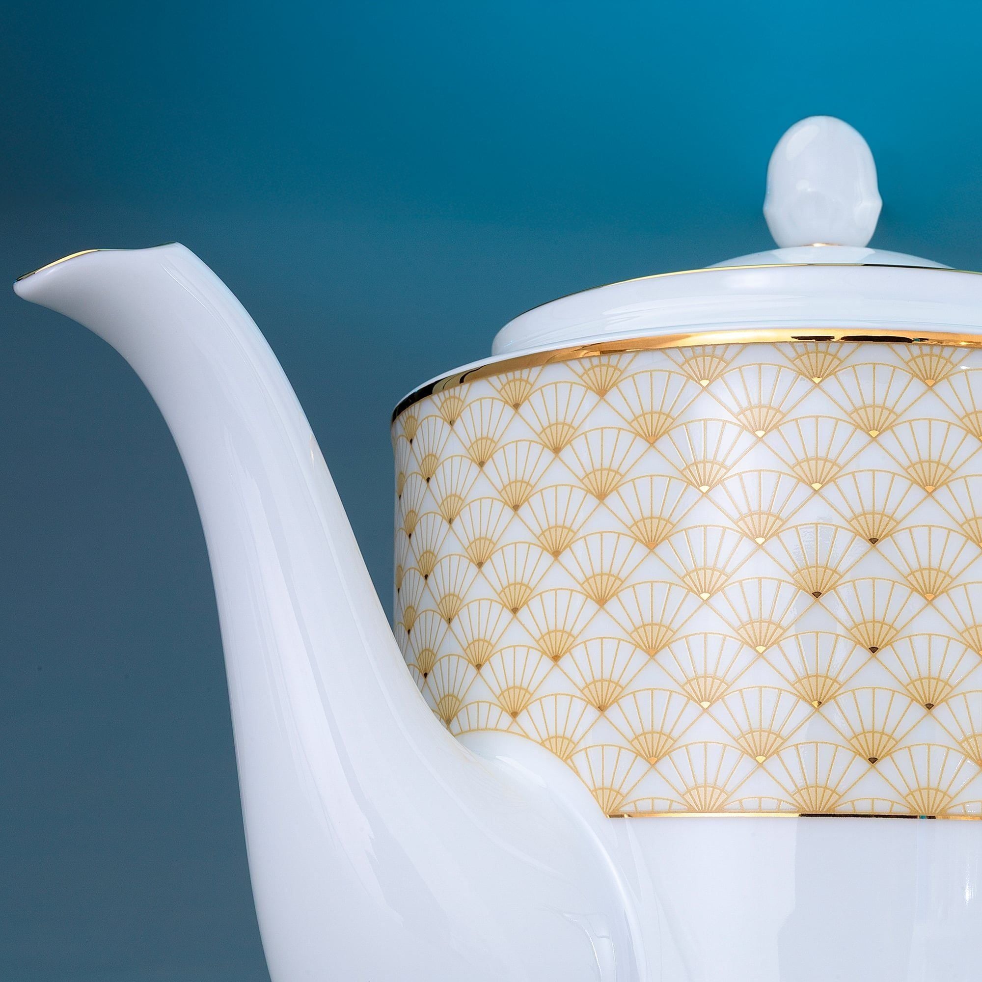 Ấm trà (bình trà) dung tích 1.500ml sứ trắng | Noritake Trocadero Gold 1787L - 91023