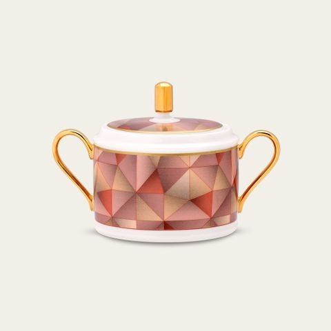 Bình (hũ) đường loại quai tròn dung tích 405ml kèm nắp đậy sứ xương | Noritake Splendid Umber 4970L - 93661