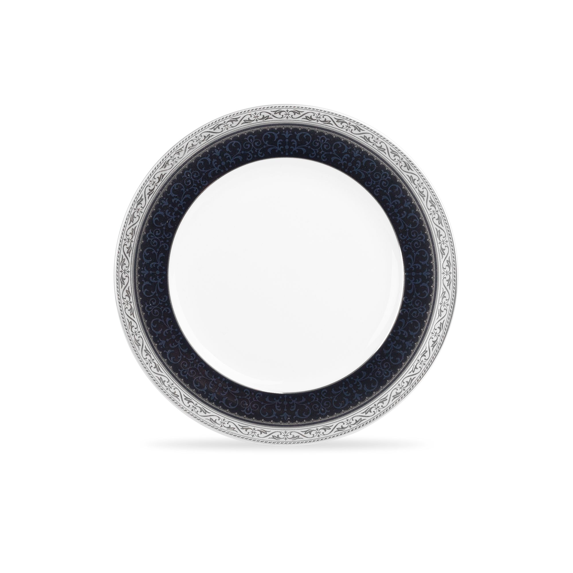 Đĩa tròn cỡ nhỏ đường kính 16,7cm lót bát (chén) cơm sứ xương | Noritake Odessa Cobalt Platinum 4922L - 97212